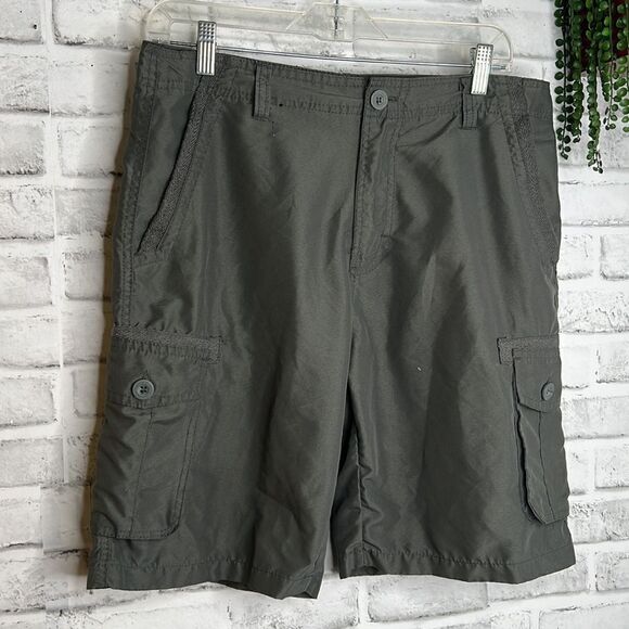 Burnside Dark Gray Quick Dry Stretch Cargo Shorts Size 32 - Picture 2 of 5